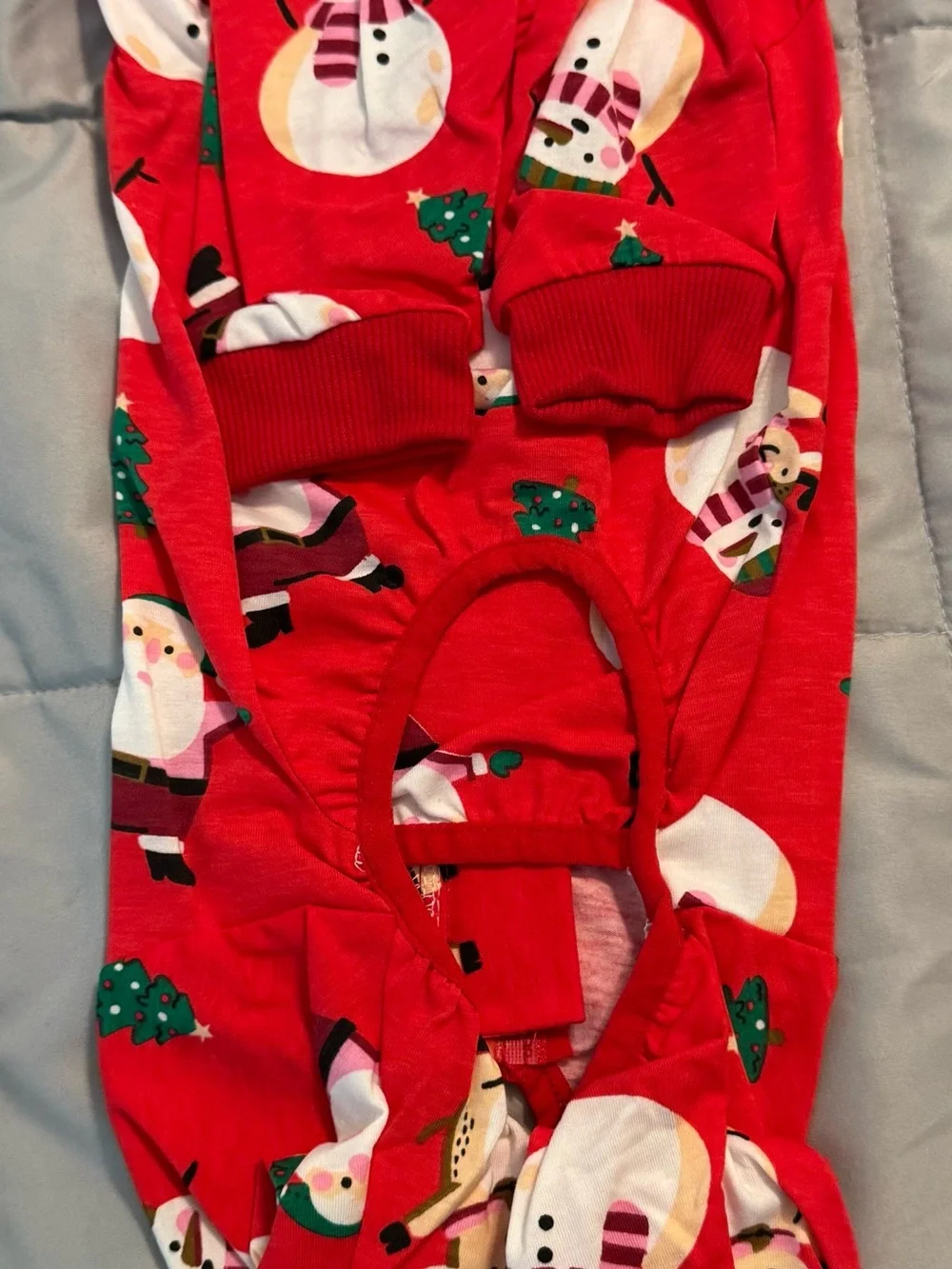 Red Holiday Snowman Pet’s One-Piece Zipper Pajamas/Recovery suit.